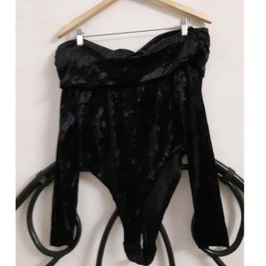Black velvet OTS bodysuit